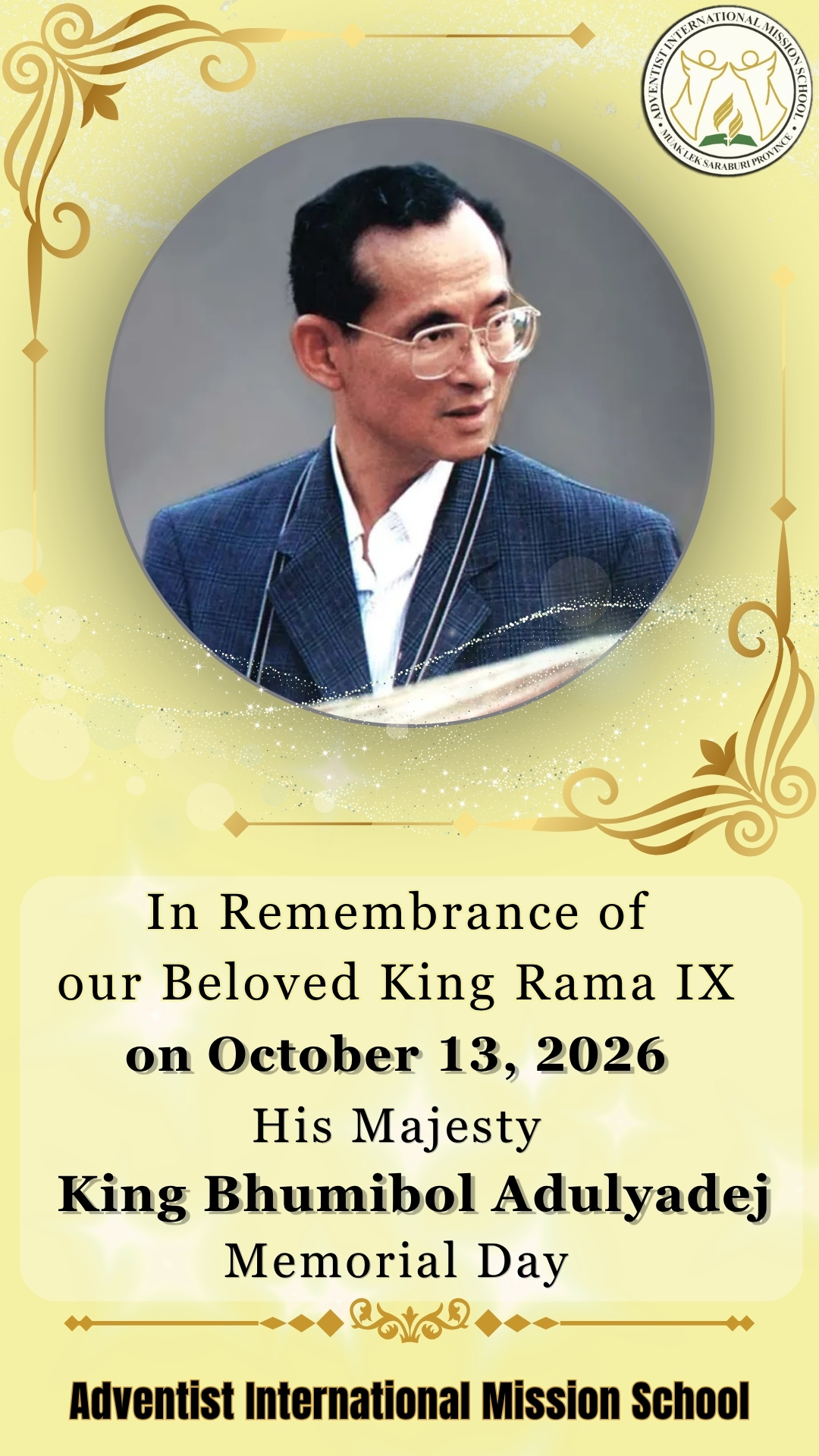In Remembrance of our Beloved King Rama IX, His Majesty King Bhumibol Adulyadej Memorial Day, October 13, 2026